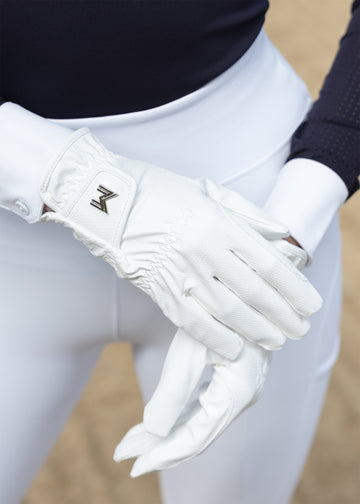 Emblem Riding Gloves (White)