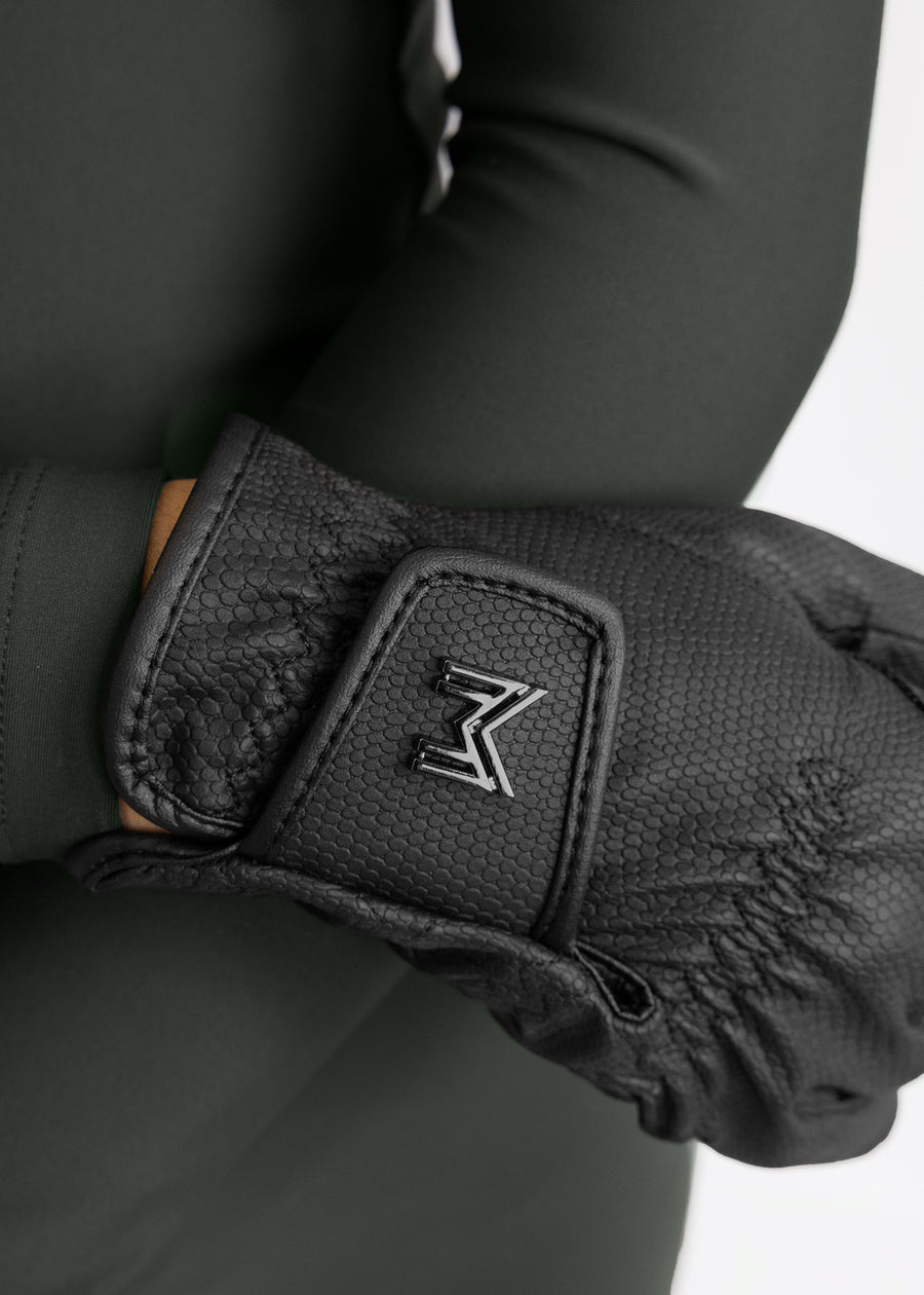 Emblem Riding Gloves (Black)