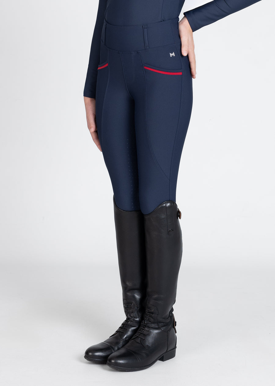 YR Pro Riding Leggings (Navy/Red)