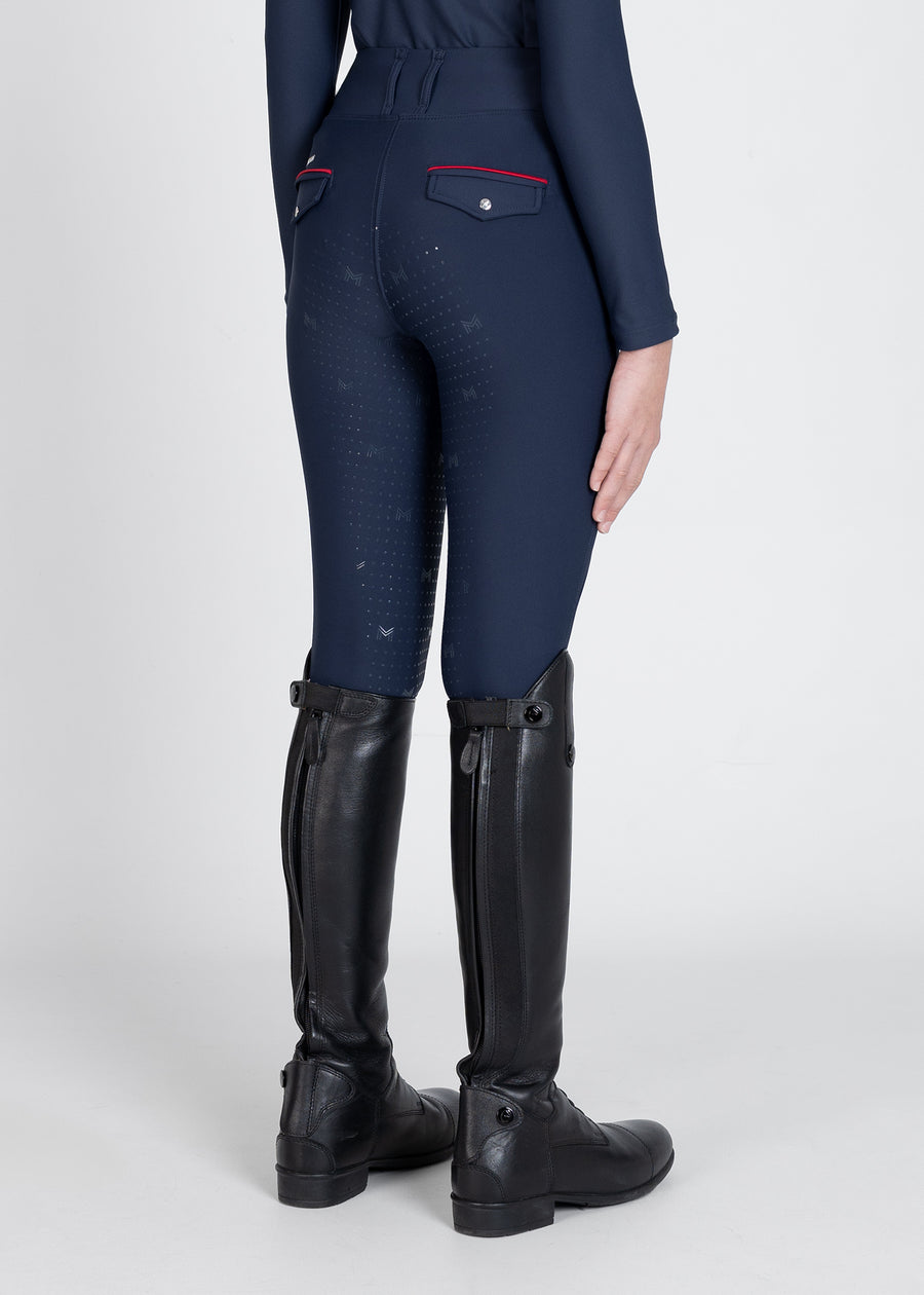 YR Pro Riding Leggings (Navy/Red)