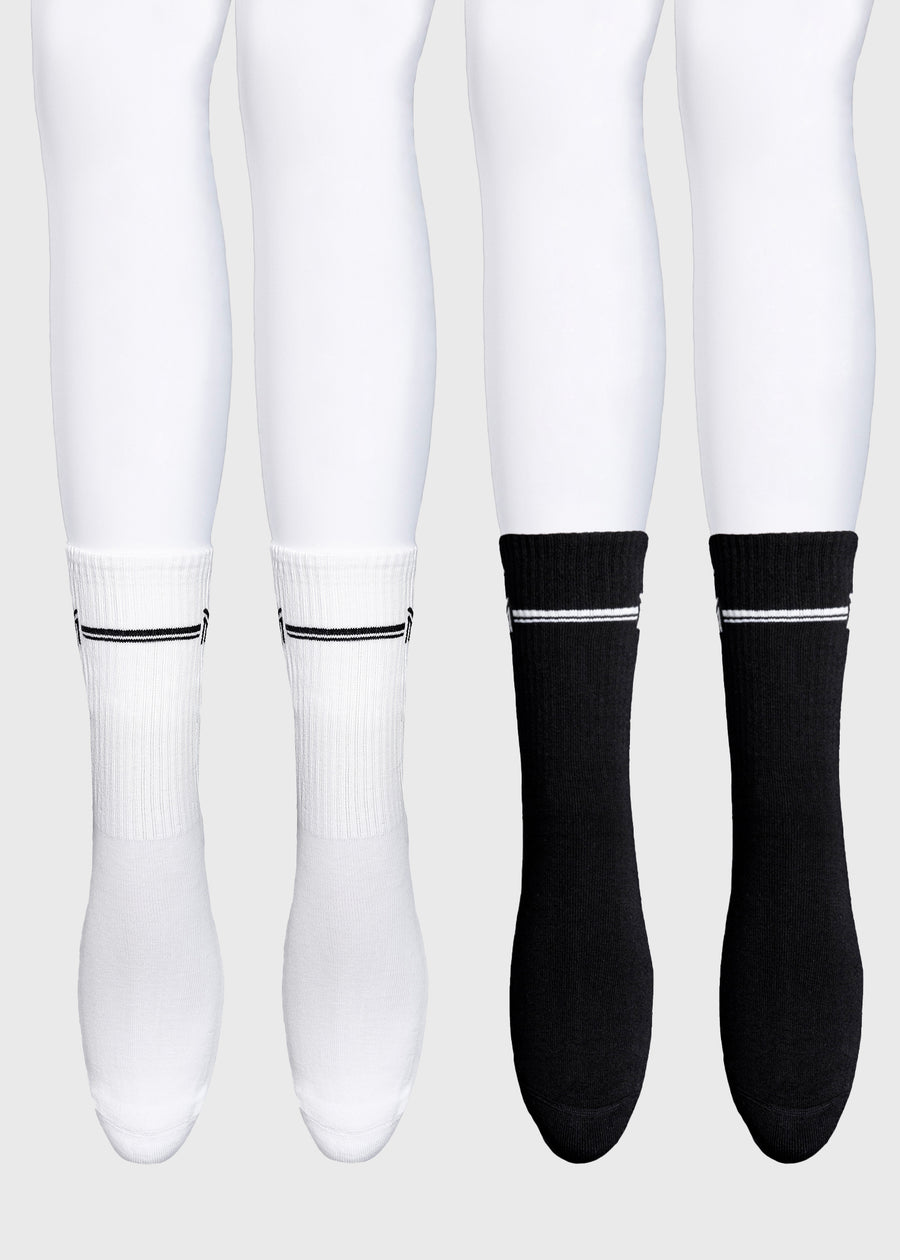 4-Pack Rise Sports Socks (Black/White)