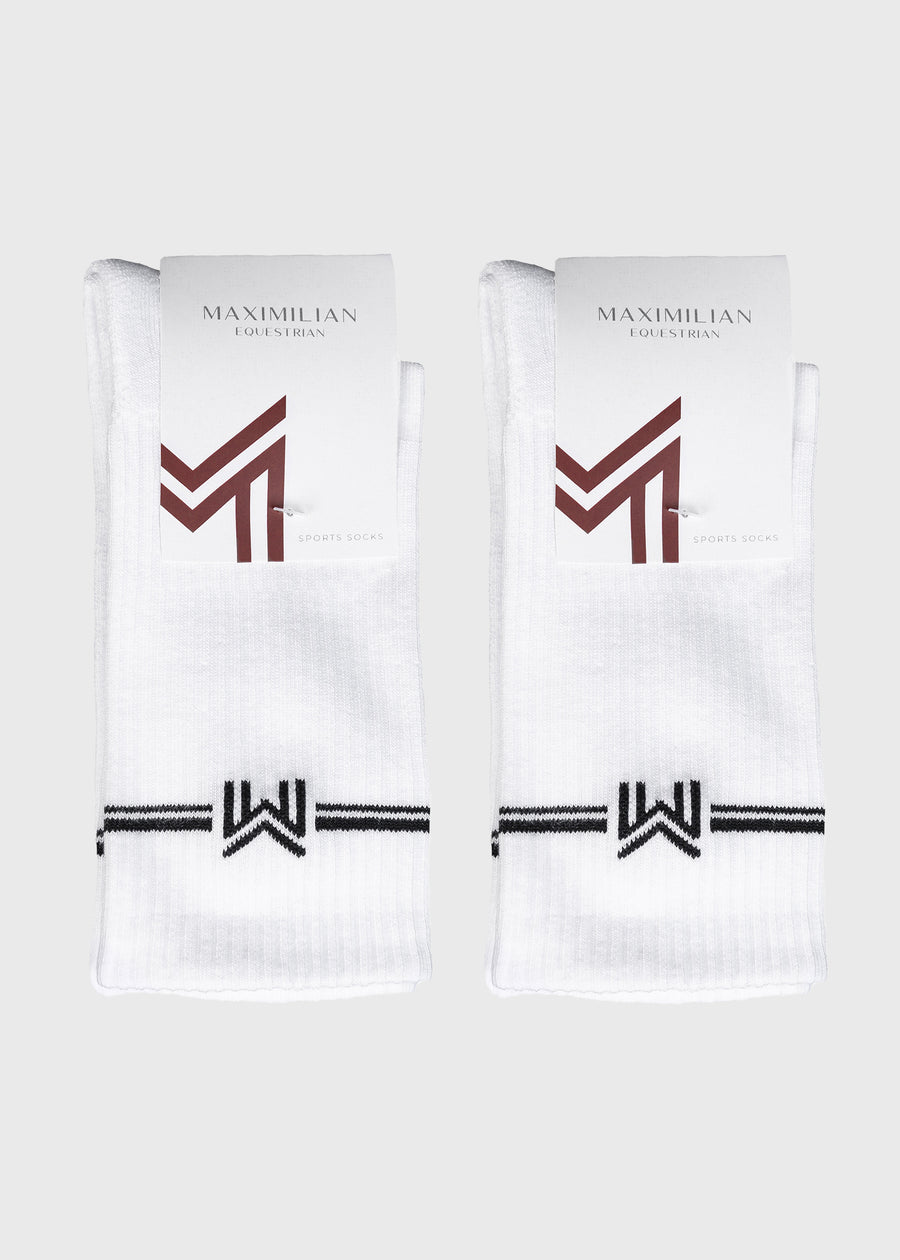 2-Pack Rise Sports Socks (White)